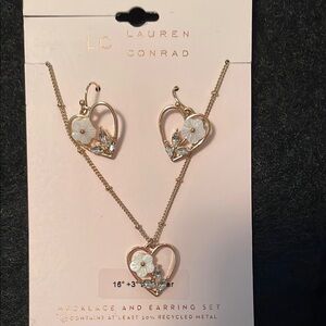 LC Lauren Conrad Gold and White Heart Necklace